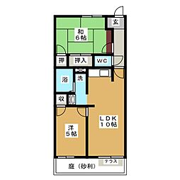 アメニティー亀山B 2LDKの間取図画像
