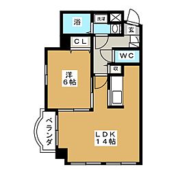 フラワータウン 1LDKの間取図画像