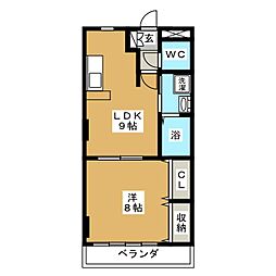 カーサメルクーリオ 1LDKの間取図画像