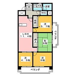 センチュリーハイランド 6階4LDKの間取り