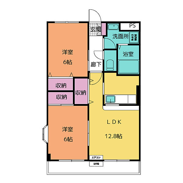 エルセンチュリー21 ｜三重県松阪市大口町(賃貸マンション2LDK・1階・57.33㎡)の写真 その2