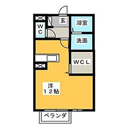 マルカート松阪 1階ワンルームの間取り