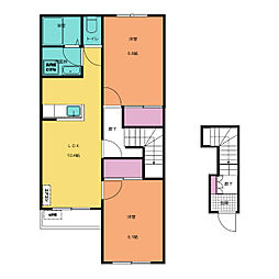 ラピュタ参番館 2LDKの間取図画像