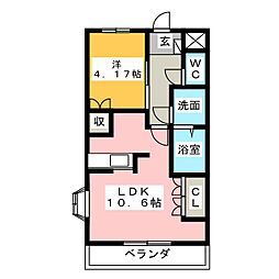 フルスパッセンＡ 2階1LDKの間取り