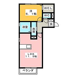 スパークルライフ 1LDKの間取図画像