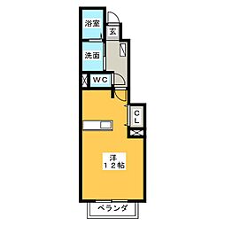 メロディーヒルズ ワンルームの間取図画像