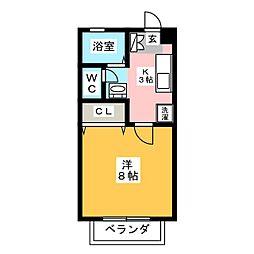 カーサアクトレスA 1Kの間取図画像