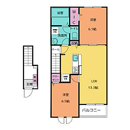 フレンズ久保 A 2LDKの間取図画像
