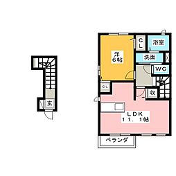 グロワール 1LDKの間取図画像