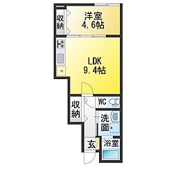 Ocean 松阪 1LDKの間取図画像