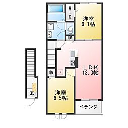 グランデ 2LDKの間取図画像