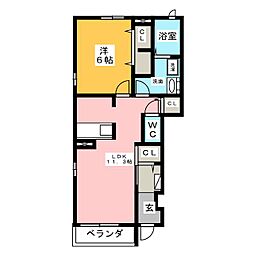 サンライフ・インパート2B 1LDKの間取図画像