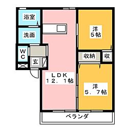ディアコート'10 2LDKの間取図画像