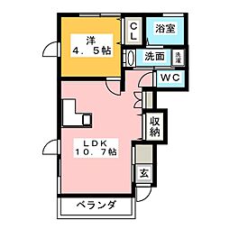 エムオー・ファイブB 1LDKの間取図画像