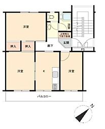 パールハイツB 3DKの間取図画像