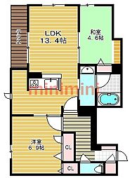 シャーメゾンリーゾス 2LDKの間取図画像