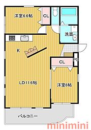 ウォールデンヒルズ 2LDKの間取図画像