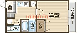 CalmWest 1DKの間取図画像