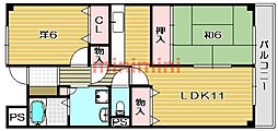 ピアリッジ太子堂2 2LDKの間取図画像