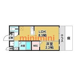 リアコート千里丘I NORTH 1LDKの間取図画像