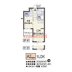 アーバングランデ吹田 1LDKの間取図画像