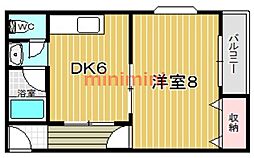 ガーデンパレス茨木 1DKの間取図画像