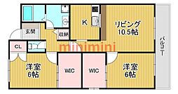 ディアパゾン 2LDKの間取図画像