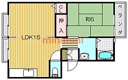 サンハイツ千原2 1LDKの間取図画像