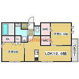 イーサンフィールド 2LDKの間取図画像