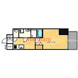レジュールアッシュ北大阪GRANDSTAGE 1Kの間取図画像