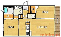 シャーメゾンラフィーネ 2LDKの間取図画像