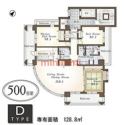 レックス豊新3 3LDKの間取図画像