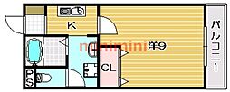 パーシモン茨木 1Kの間取図画像