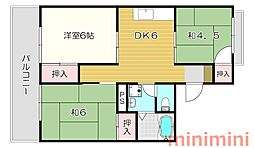 エクセル・コート・K 3DKの間取図画像
