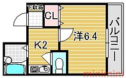 CASARAPPORTI 1Kの間取図画像