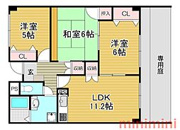 ドゥエルなかせい 3LDKの間取図画像