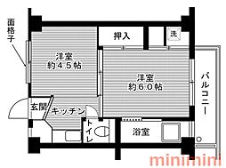 ビレッジハウス西町3棟 1DKの間取図画像