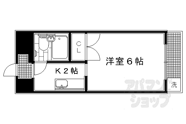 京都府京都市左京区田中西高原町(賃貸マンション1K・4階・19.00㎡)の写真 その2