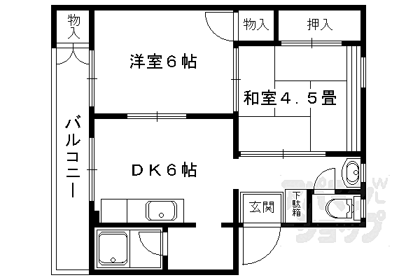 碓井マンション 401｜京都府京都市北区西賀茂北川上町(賃貸マンション2DK・4階・36.00㎡)の写真 その2