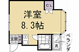 京都市営烏丸線 松ヶ崎駅 徒歩15分の賃貸アパート 2階1Kの間取り