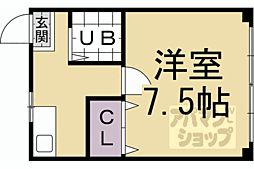 叡山電鉄鞍馬線 二軒茶屋駅 徒歩5分の賃貸アパート 1階ワンルームの間取り