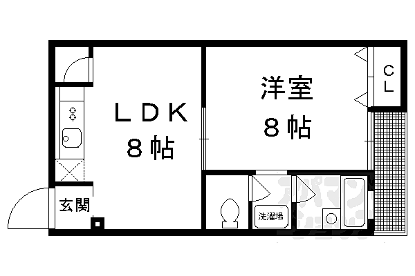 サンハウス紫野 302｜京都府京都市北区紫野南花ノ坊町(賃貸マンション1LDK・3階・33.00㎡)の写真 その2