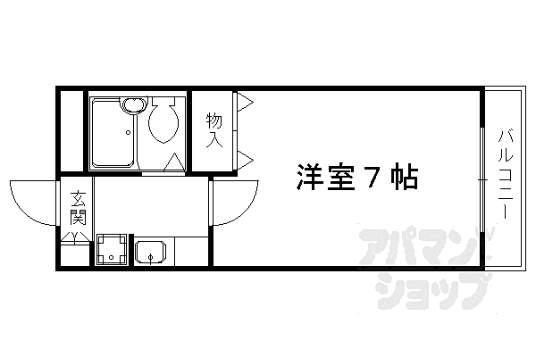 ロイヤルヒルズ鷹ヶ峯 206｜京都府京都市北区鷹峯黒門町(賃貸マンション1K・2階・20.16㎡)の写真 その2