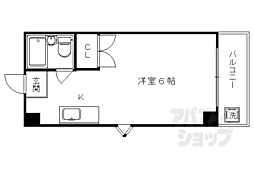 京阪本線 神宮丸太町駅 徒歩29分の賃貸マンション 2階1Kの間取り
