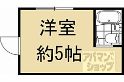 京都市営烏丸線 今出川駅 徒歩20分の賃貸アパート 2階ワンルームの間取り