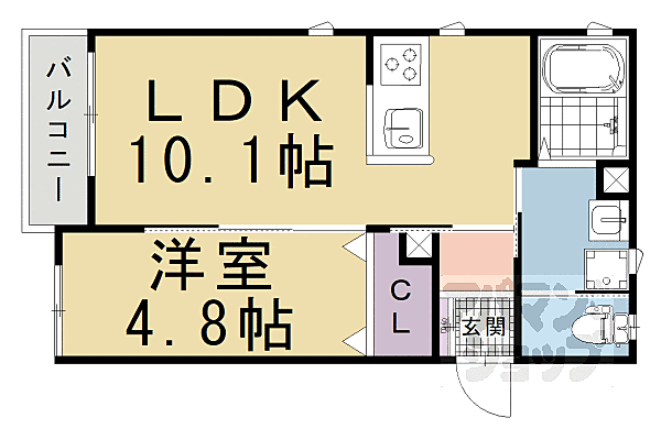 京都府京都市左京区下鴨北芝町(賃貸アパート1LDK・1階・36.18㎡)の写真 その2