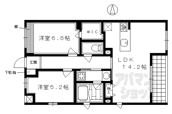 京都府京都市中京区堺町通竹屋町上る橘町(賃貸マンション2LDK・2階・59.34㎡)の写真 その2