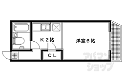 京都市営烏丸線 北山駅 徒歩14分の賃貸マンション 3階1Kの間取り