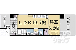 京都市営烏丸線 丸太町駅 徒歩7分の賃貸マンション 5階1LDKの間取り