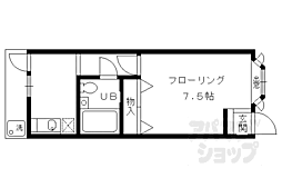 京福電気鉄道北野線 北野白梅町駅 徒歩13分の賃貸アパート 1階1Kの間取り